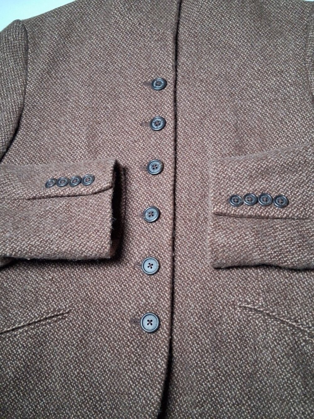 Lauren Ralph Lauren Tweed Blazer Jacket Women 10 Brown Wool Blend Short Classic - Picture 13 of 15